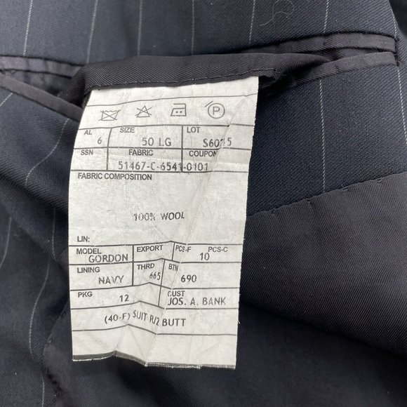 Jos A Bank Blazer Sport Coat Suit Jacket Gordon Wool Striped Black Mens 50L - Picture 8 of 12